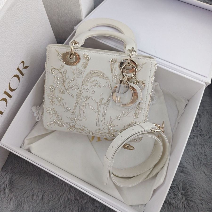 迪奧Dior 四格獨角獸戴妃手提包斜挎包 金扣-0