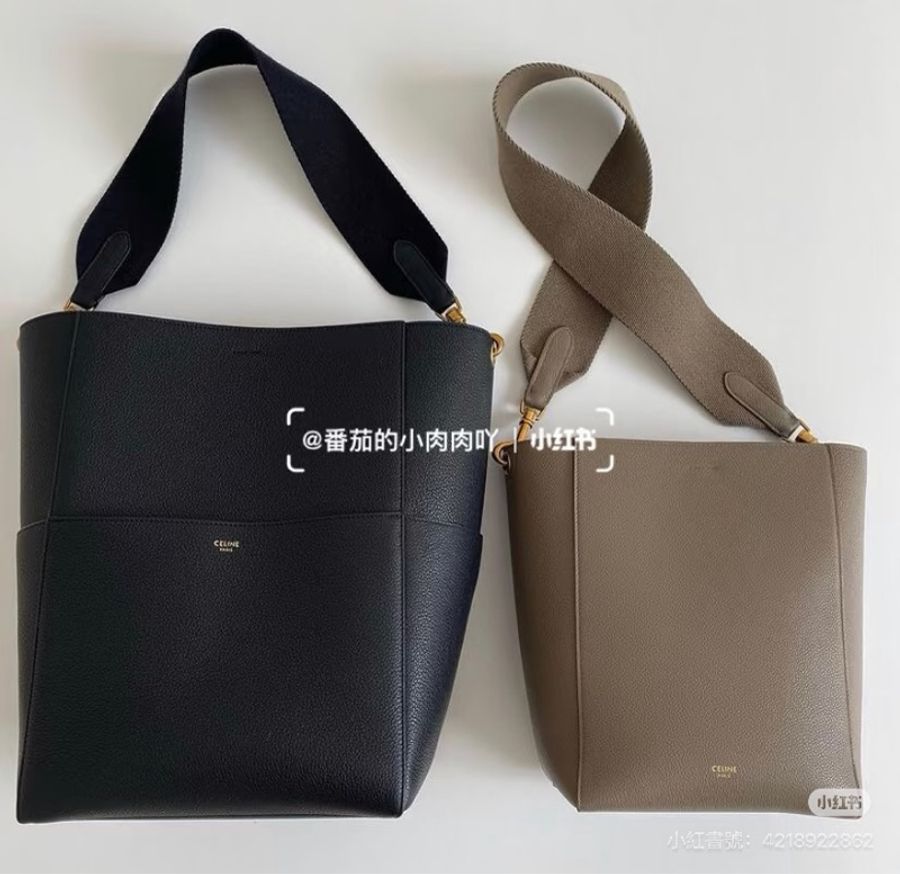 《仙闆名牌精品》CELINE SANGLE BUCKET 黑色 水桶包 肩背包 側背包 手提包-5