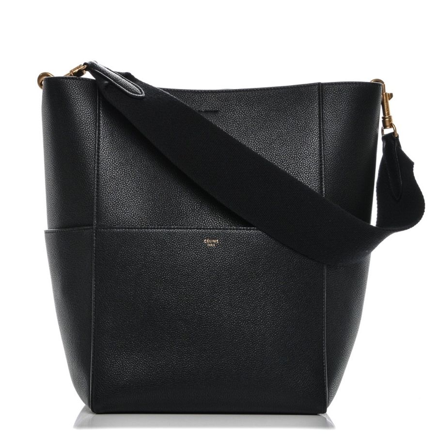 《仙闆名牌精品》CELINE SANGLE BUCKET 黑色 水桶包 肩背包 側背包 手提包-6