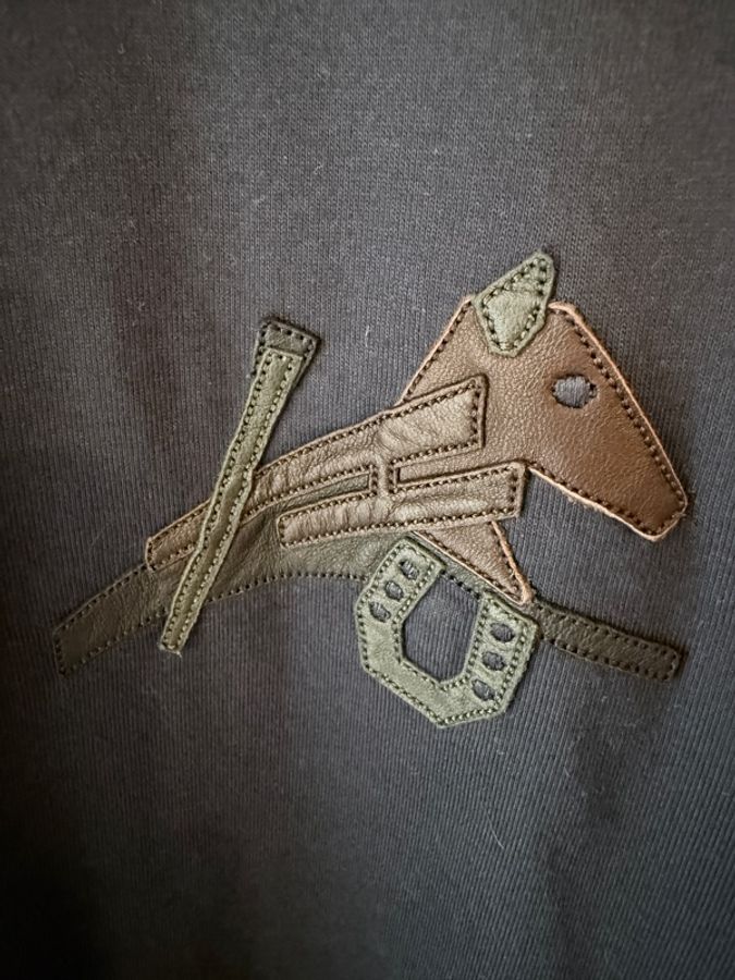 Hermes ✨皮革馬頭拼接短袖上衣 #M-2
