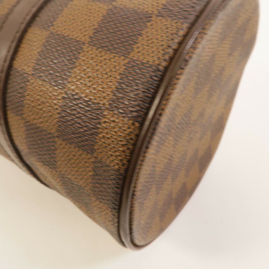 LOUIS VUITTON Damier Papillon PM金扣手挽袋棕色-10