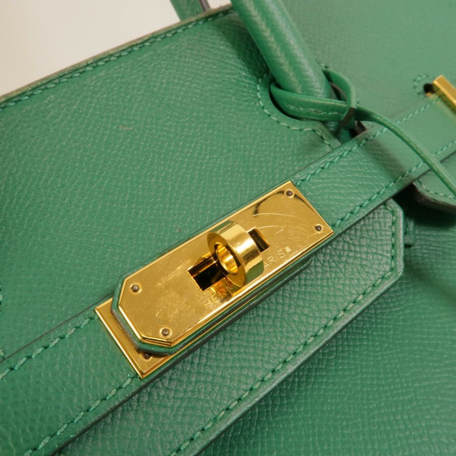 HERMES Epsom皮革Birkin 30手挽袋Malachite-7
