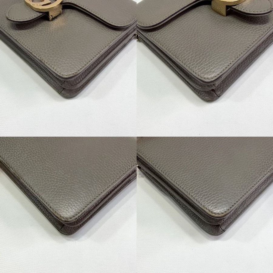 GUCCI 灰色牛皮風琴鏈帶包-9