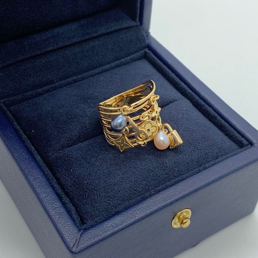 95 新 LV路易威登 中古Vintage 鎖匙珍珠多圈戒指,53 號-9