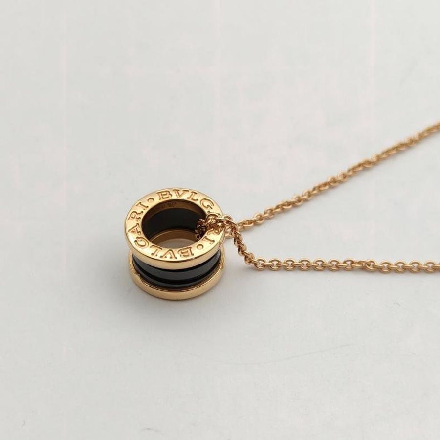 BVLGARI B.ZERO1彈簧項鏈三環扣18K玫瑰金/黑陶瓷-3