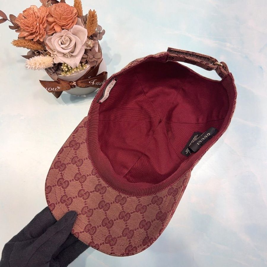 GUCCI GG燙金LOGO老花復古棒球帽-3