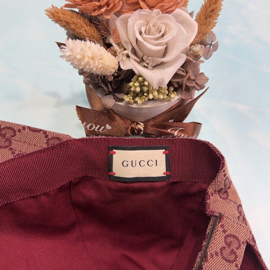 GUCCI GG燙金LOGO老花復古棒球帽-5