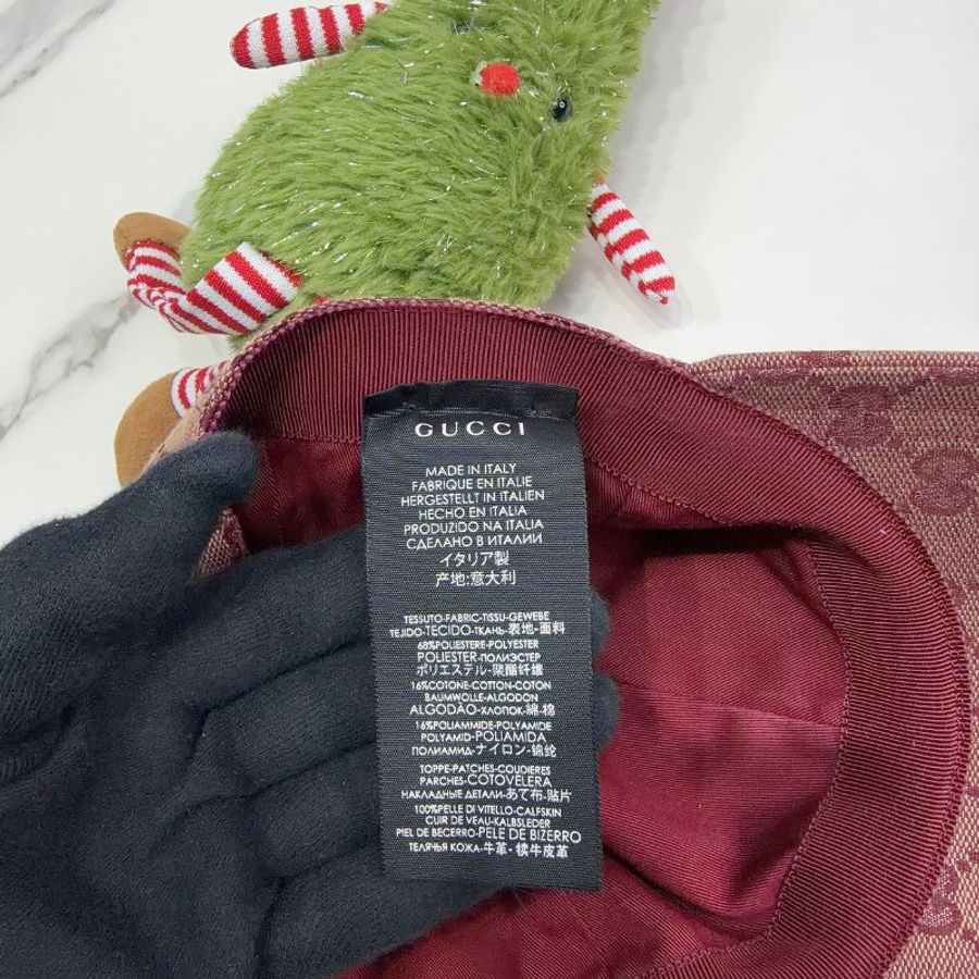 GUCCI 經典雙G燙金LOGO老花棒球帽-6