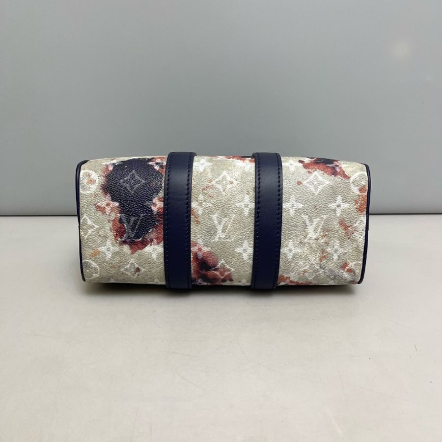 LV Keepall25藍色老花火燒雲枕頭包-2