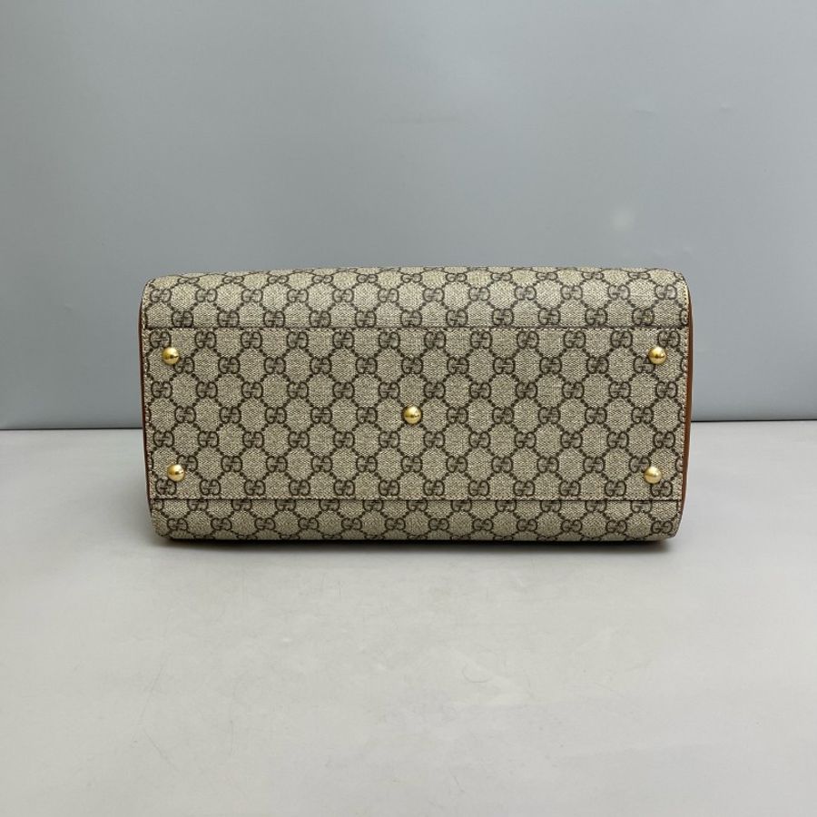 Gucci古馳 焦糖色老花 波士頓大號枕頭包-4