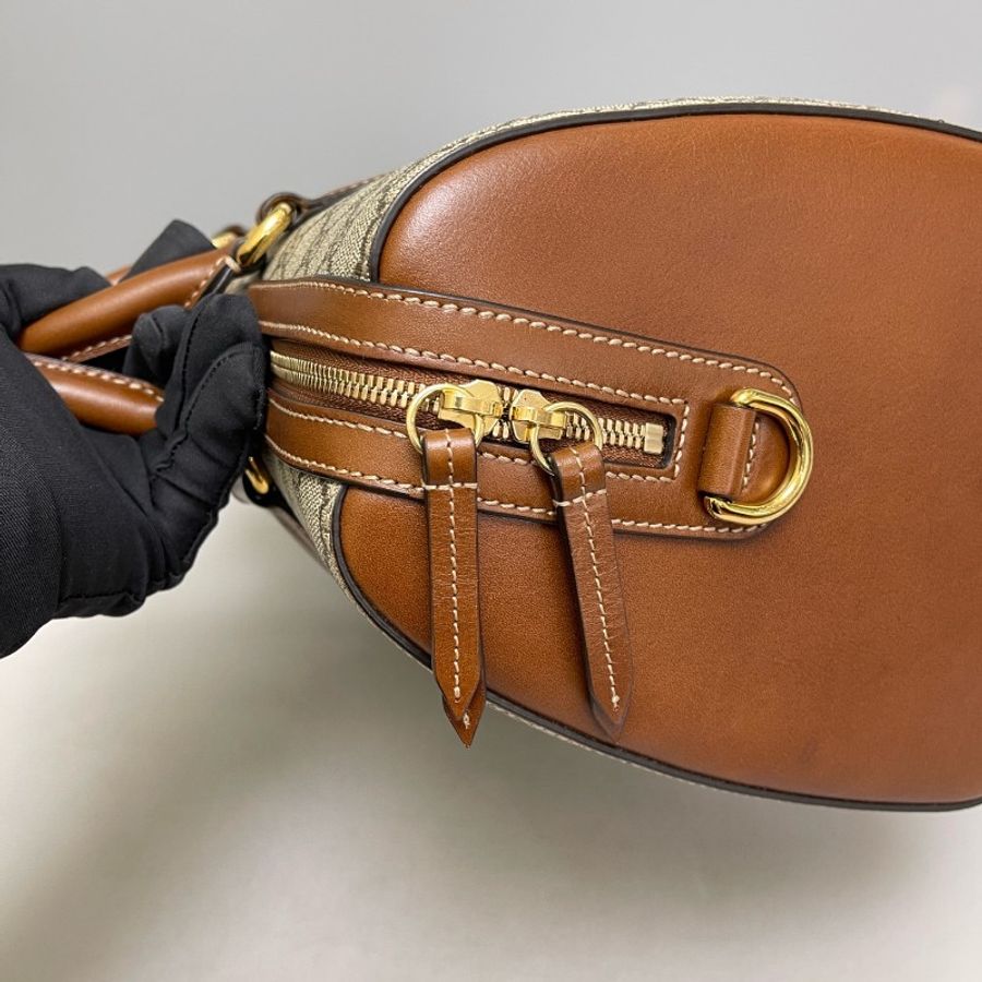 Gucci古馳 焦糖色老花 波士頓大號枕頭包-7