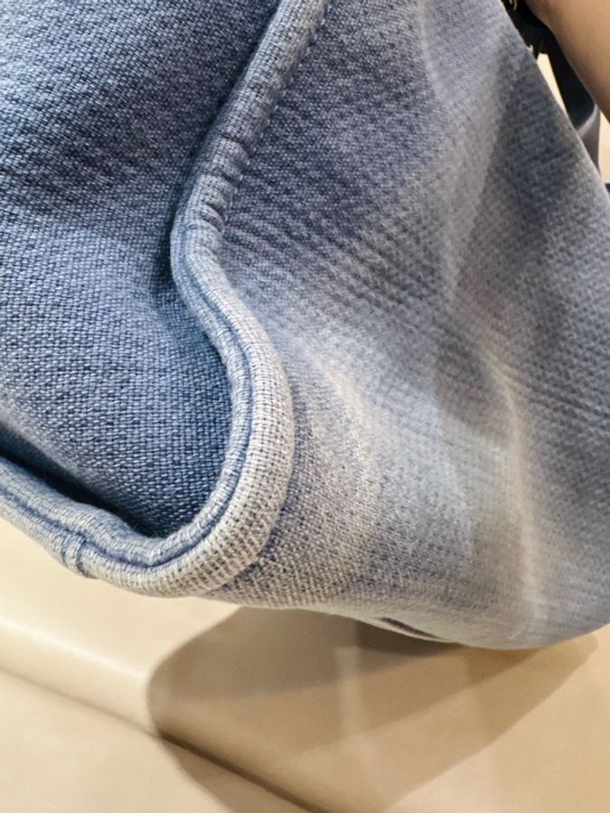 Chanel 香奈兒 深藍沙灘包/托特包/復古牛仔布/中號/保卡款/96新美品-6
