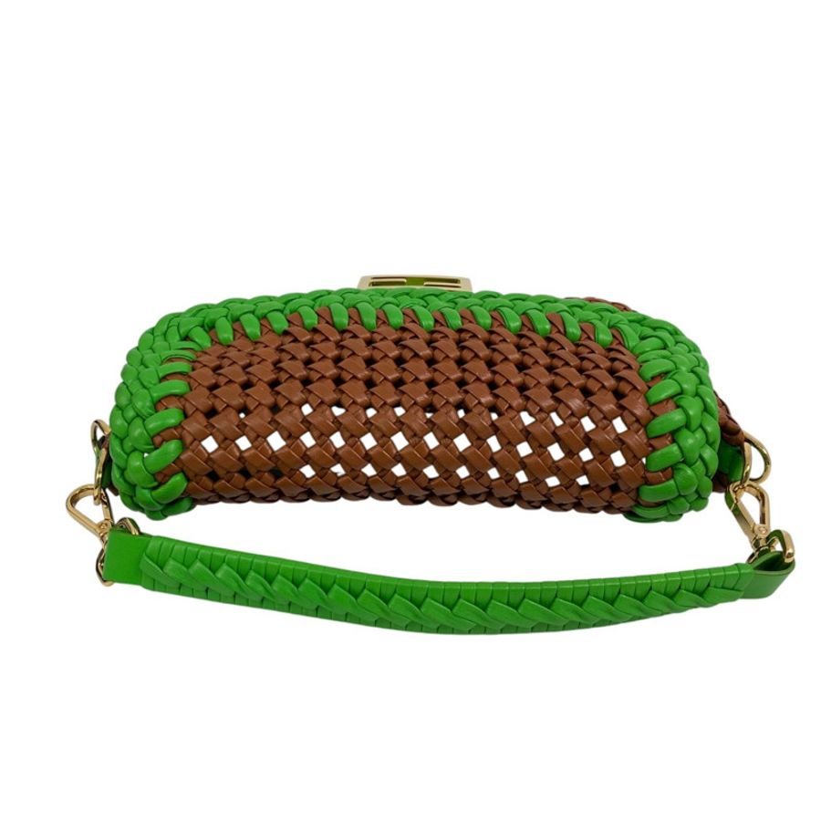 △ FENDI 芬迪 Brown And Green Nappa Leather Baguette 2 way bag 啡色和綠色納帕皮革兩用袋 8BR600-267011268-11