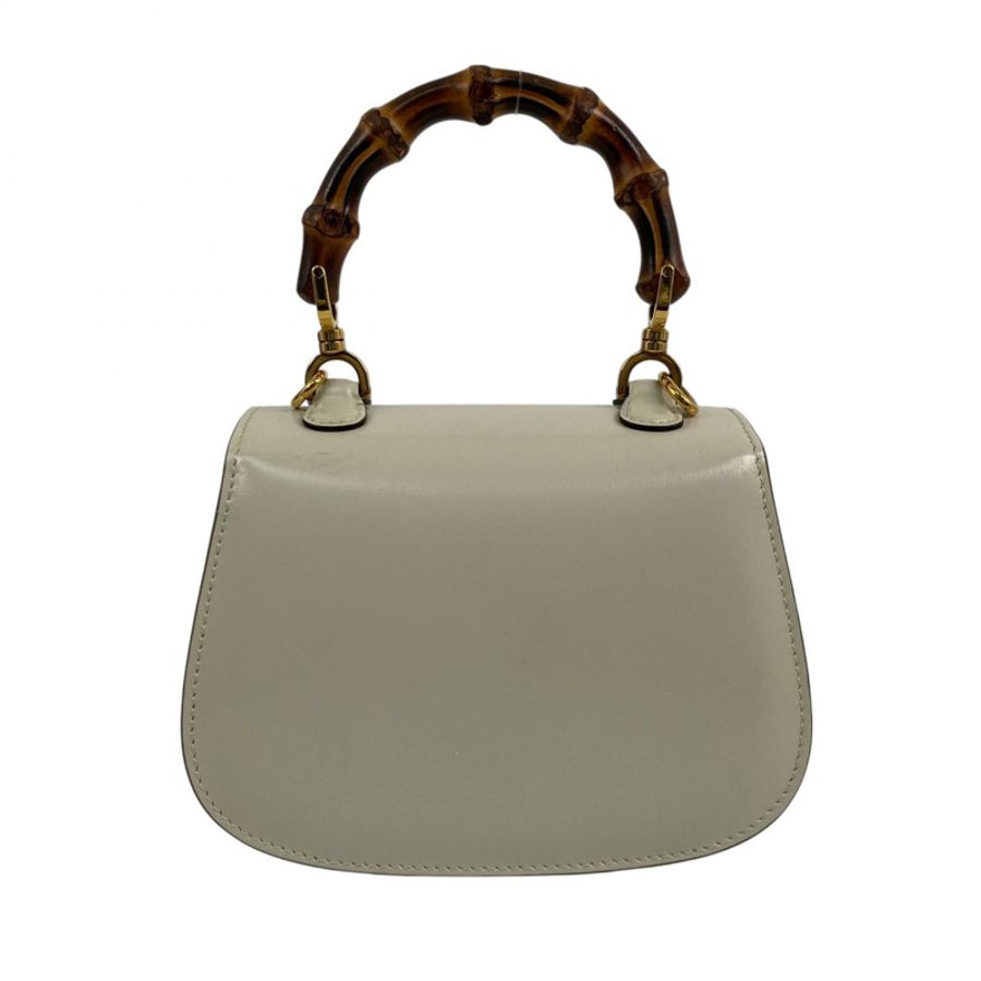 △ GUCCI 古馳 Beige Calfskin Bamboo 1947 Mini 2 way bag 米白色小牛皮686864兩用袋-267011521-1