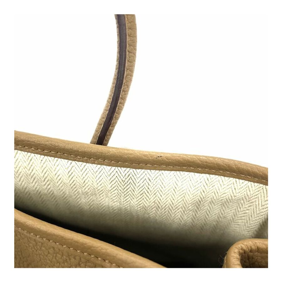 △ HERMES 愛馬仕 4B Biscuit Negonda Calfskin Palladium Plated Metal Garden Party 30 Stamp B Tote Bag 4B餅乾色粒紋小牛皮鍍鈀金屬B刻托特袋-267011707-23