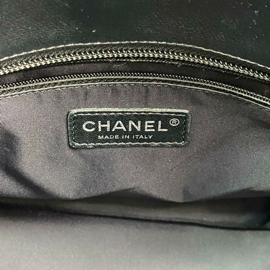 △ CHANEL 香奈兒 Black Coated Canvas Silver Tone Metal Paris Biarritz No.17 Tote Bag 黑色塗層帆布銀色金屬No.17托特袋-267011601-15