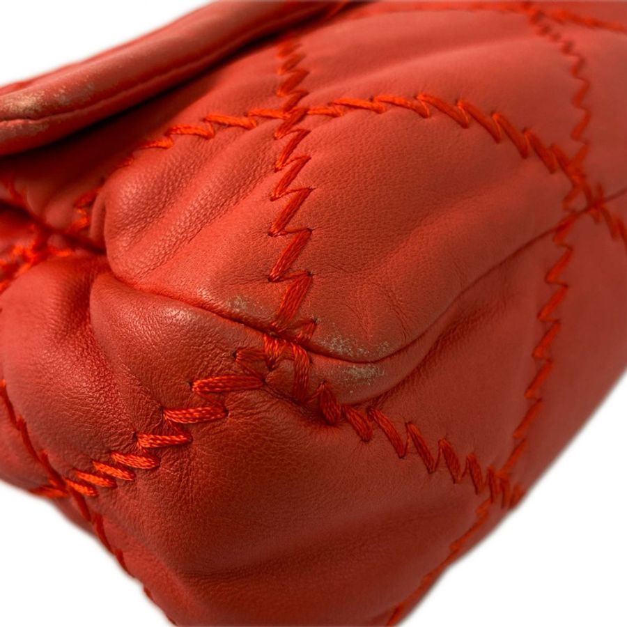 △ CHANEL 香奈兒 Red Lambskin Silver Tone Metal Ultimate Stitch Single Flap No.14 Chain Shoulder Bag 紅色小羊皮銀色金屬No.14鎖鏈肩背包-267011699-6