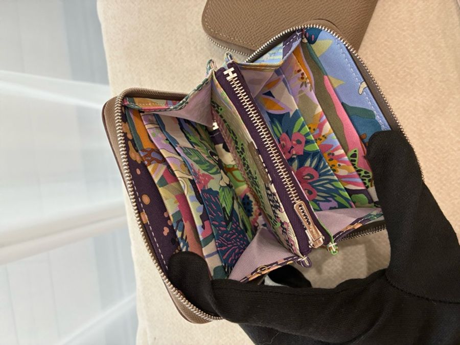 Hermes Slik 絲巾短夾 大象灰 全新品-2