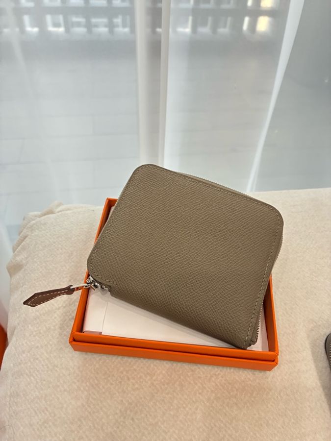 Hermes Slik 絲巾短夾 大象灰 全新品-3
