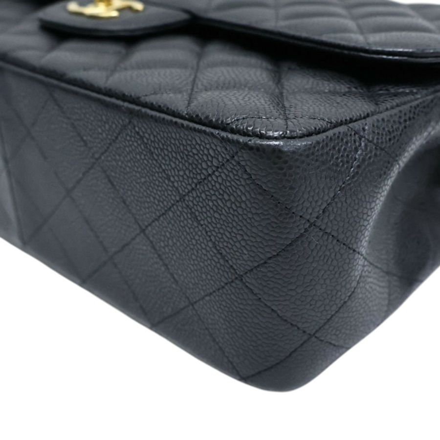 黑色 荔枝紋牛皮 經典大型口蓋包 肩背包 金釦【CHANEL 香奈兒】 A58600-10