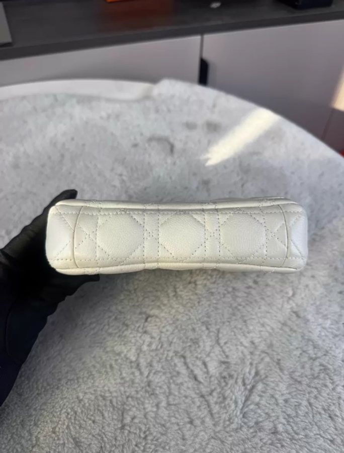 【Woc版戴妃👜公主氣質👑全網最低價✨】Dior Caro藤格紋相機包 氣質奶昔白色-7