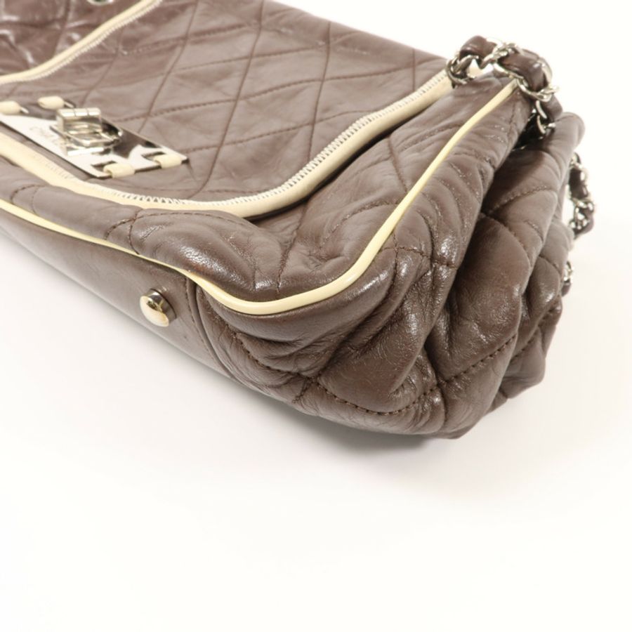 CHANEL 牛皮皮革East West Accordion Flap鏈帶肩背袋-10