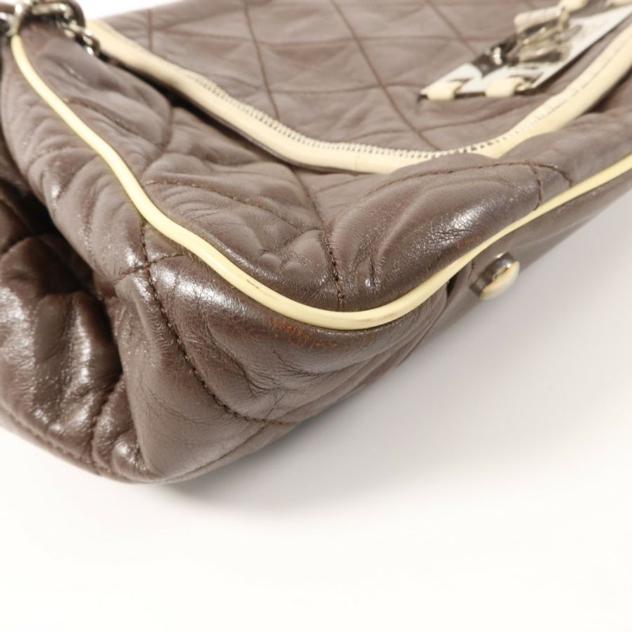 CHANEL 牛皮皮革East West Accordion Flap鏈帶肩背袋-11