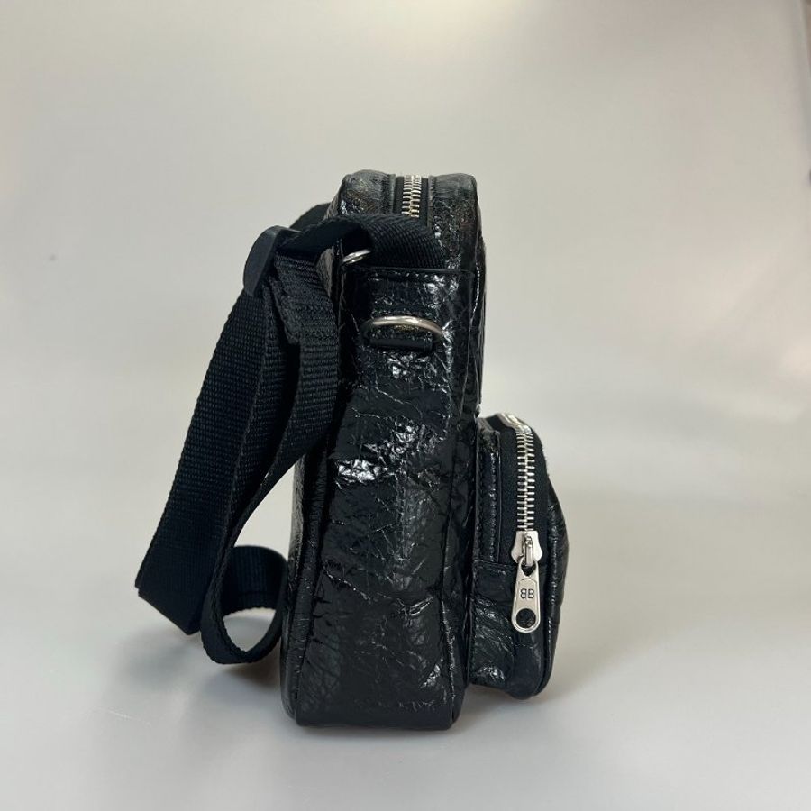 BALENCIAGA 黑油蠟皮SUPERBUSY 肩背包-3