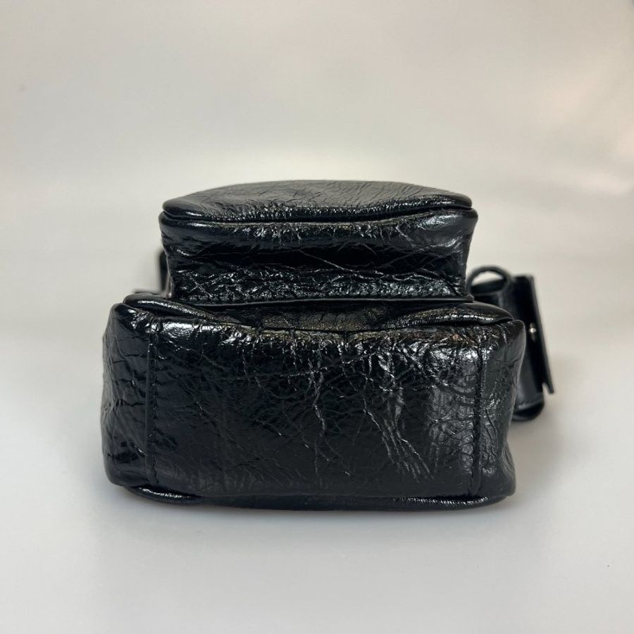 BALENCIAGA 黑油蠟皮SUPERBUSY 肩背包-4
