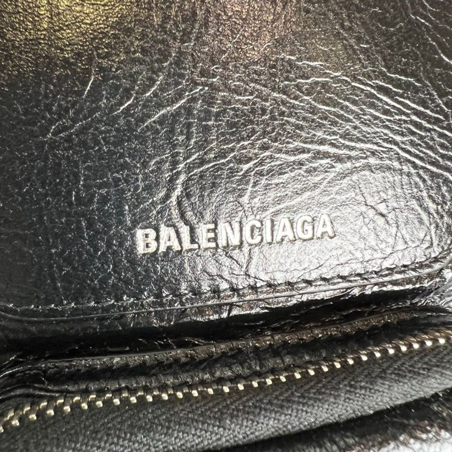 BALENCIAGA 黑油蠟皮SUPERBUSY 肩背包-7