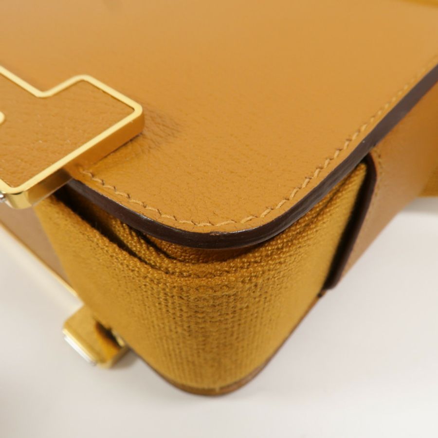 HERMES Chevre皮革Geta肩背袋Caramel-12