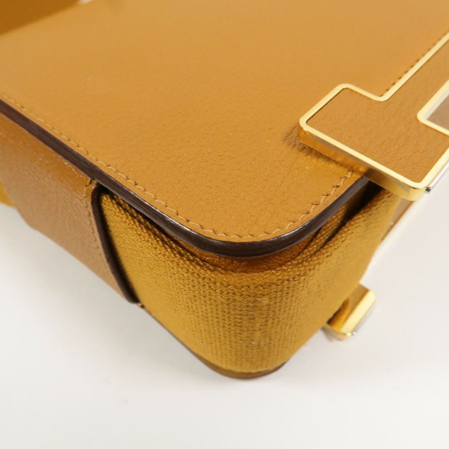 HERMES Chevre皮革Geta肩背袋Caramel-13