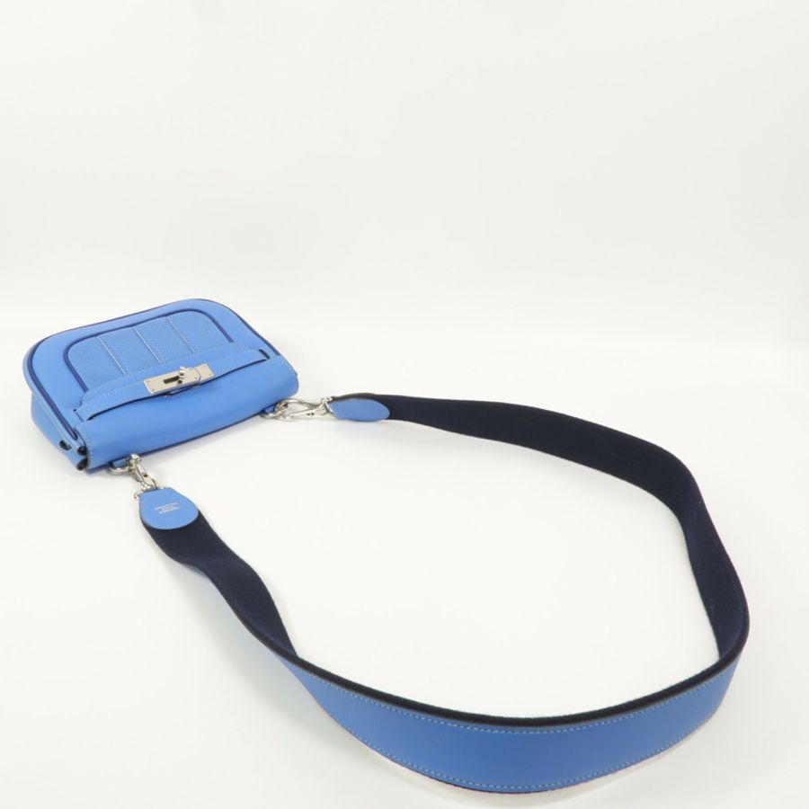 HERMES Swift皮革Berline Mini肩背袋Bleu Saphir-7