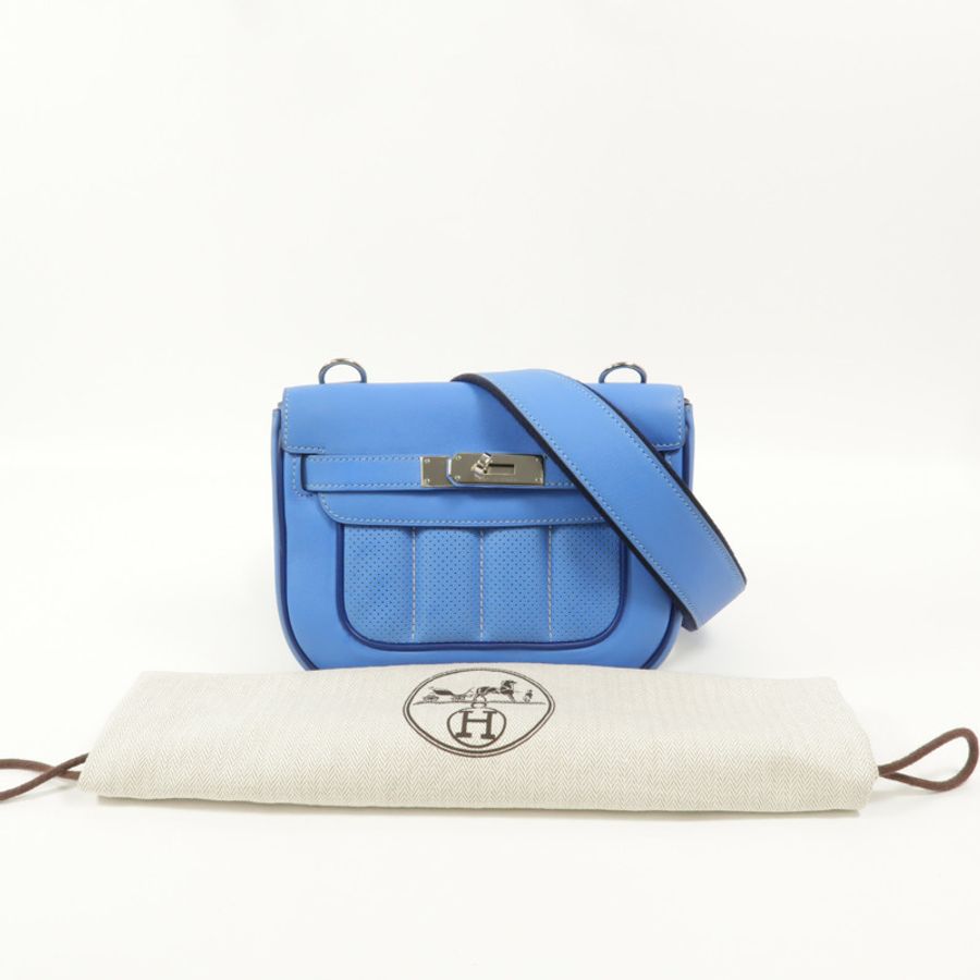 HERMES Swift皮革Berline Mini肩背袋Bleu Saphir-9