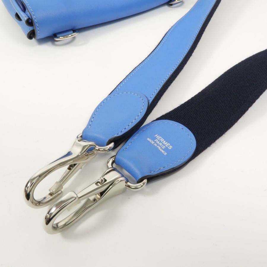 HERMES Swift皮革Berline Mini肩背袋Bleu Saphir-14