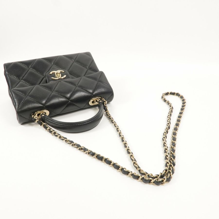 CHANEL 牛皮皮革Top Handle Handbag鏈帶手挽肩背兩用袋-7