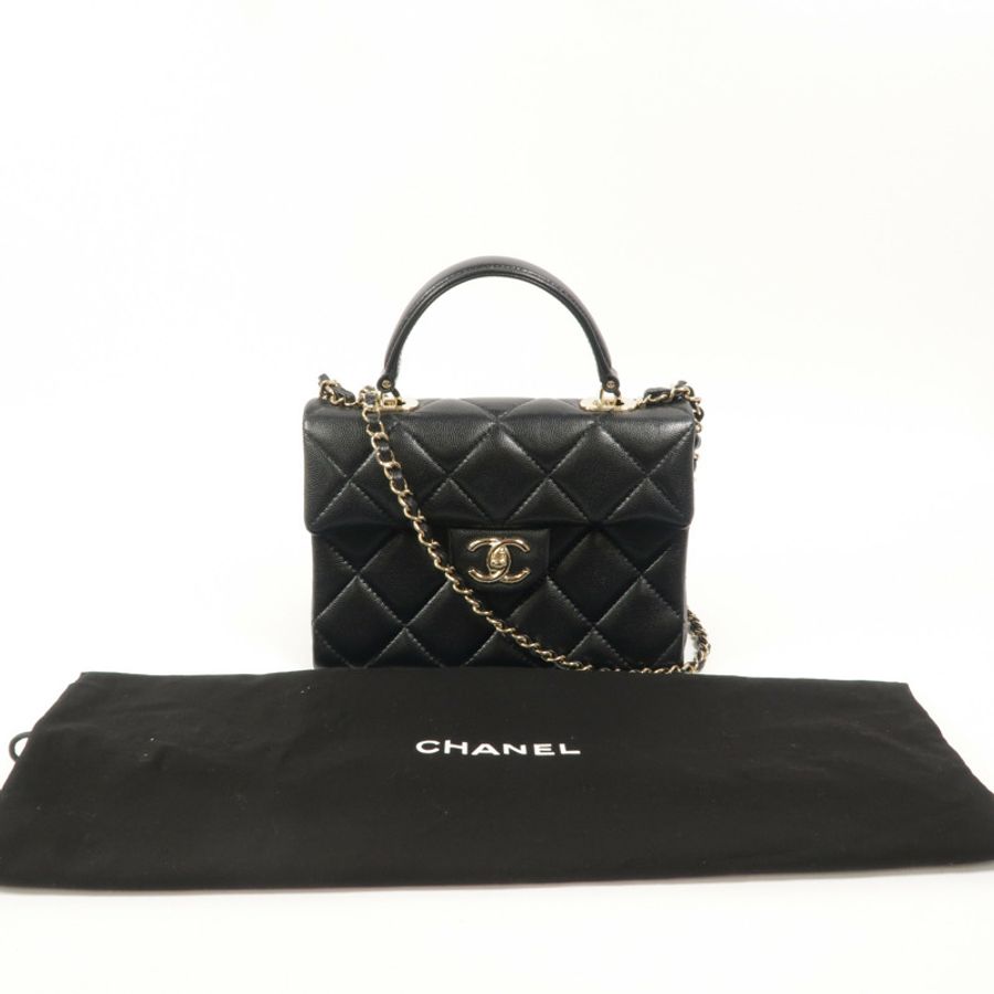 CHANEL 牛皮皮革Top Handle Handbag鏈帶手挽肩背兩用袋-9