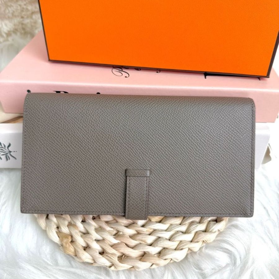 Hermès BEARN 錢包 大象灰 Epsom 中號 金扣-1