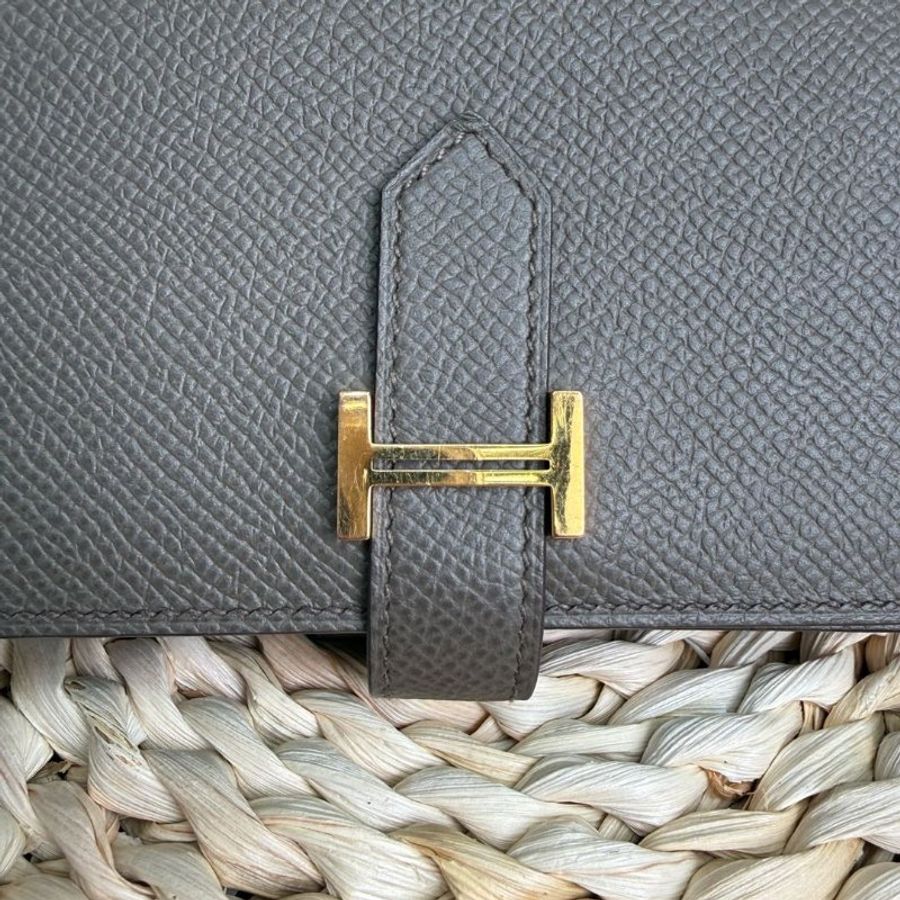 Hermès BEARN 錢包 大象灰 Epsom 中號 金扣-2