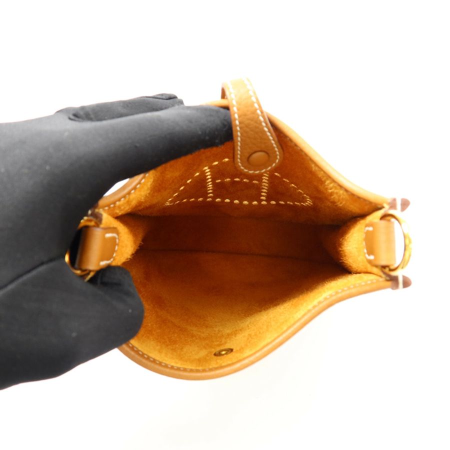 HERMES Clemence皮革Evelyne TPM肩背袋Gold-4