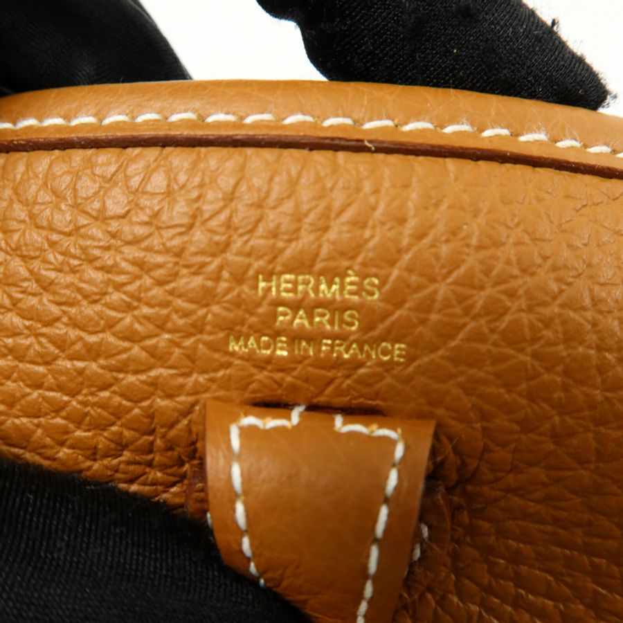 HERMES Clemence皮革Evelyne TPM肩背袋Gold-5