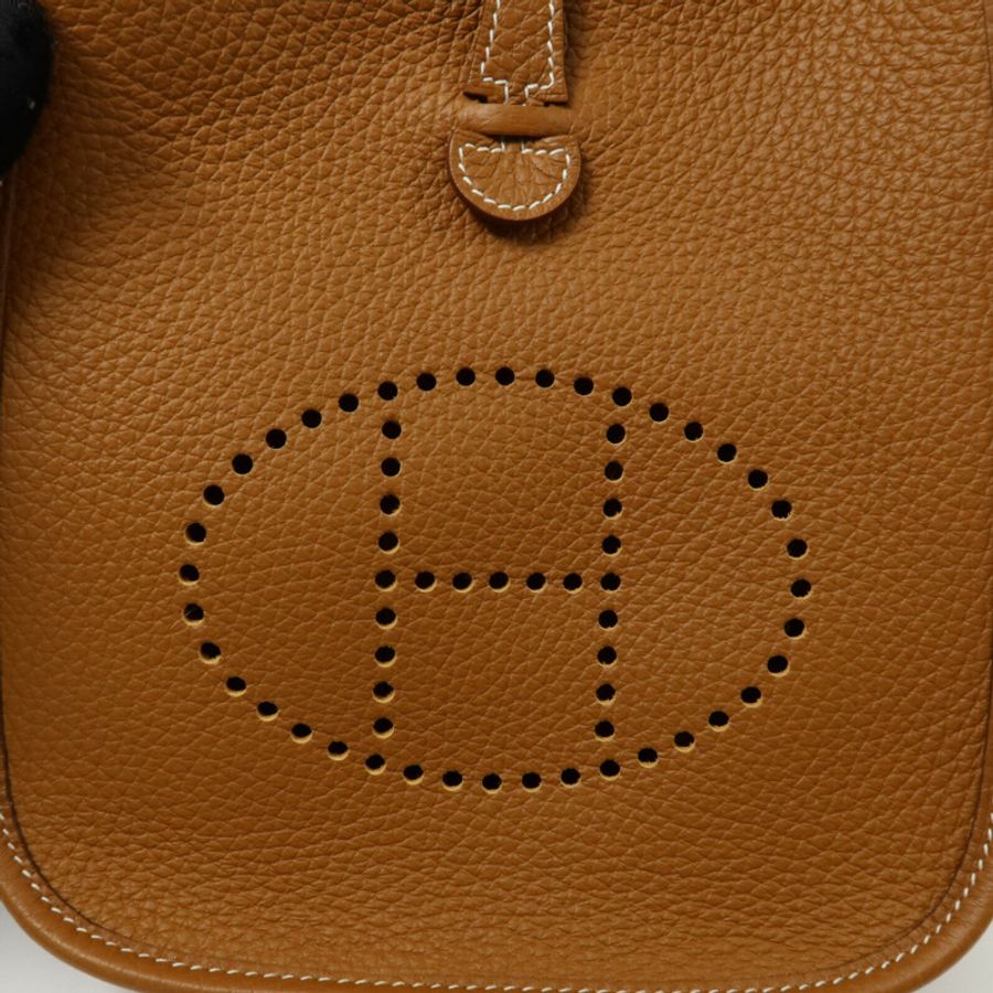 HERMES Clemence皮革Evelyne TPM肩背袋Gold-7