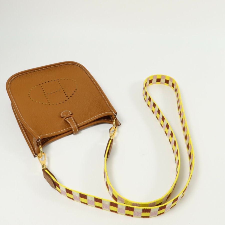 HERMES Clemence皮革Evelyne TPM肩背袋Gold-9