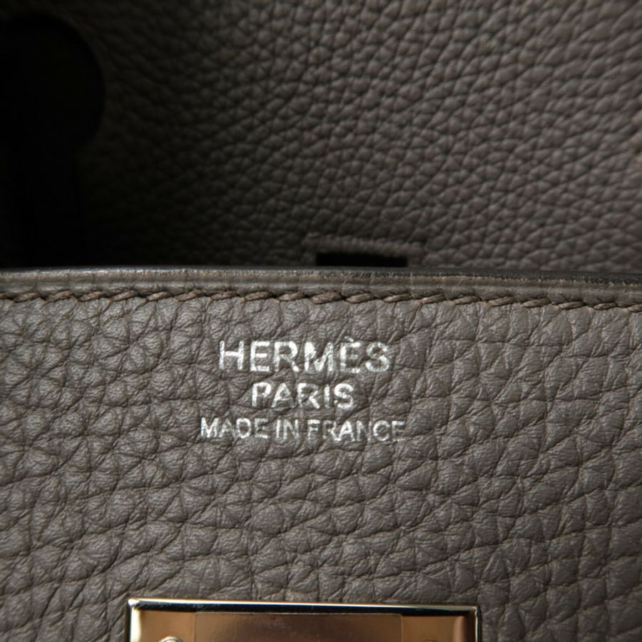 HERMES Togo皮革Birkin 30手挽袋Etain-5