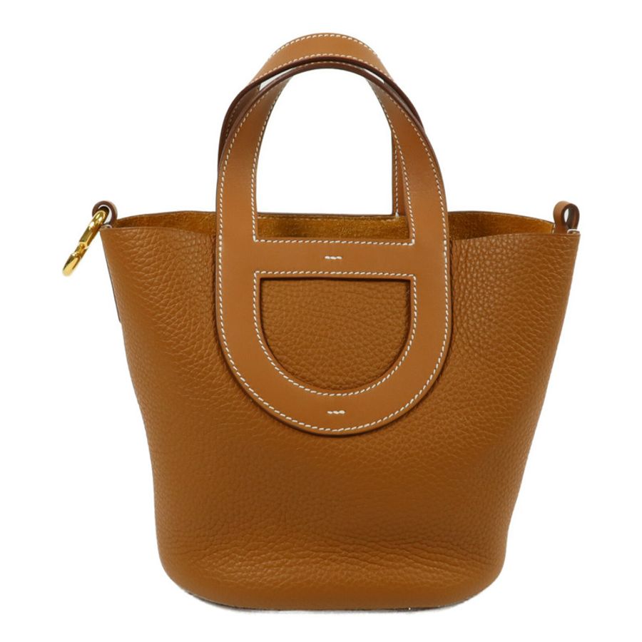 HERMES Clemence皮革In The Loop 18手挽袋Gold-2