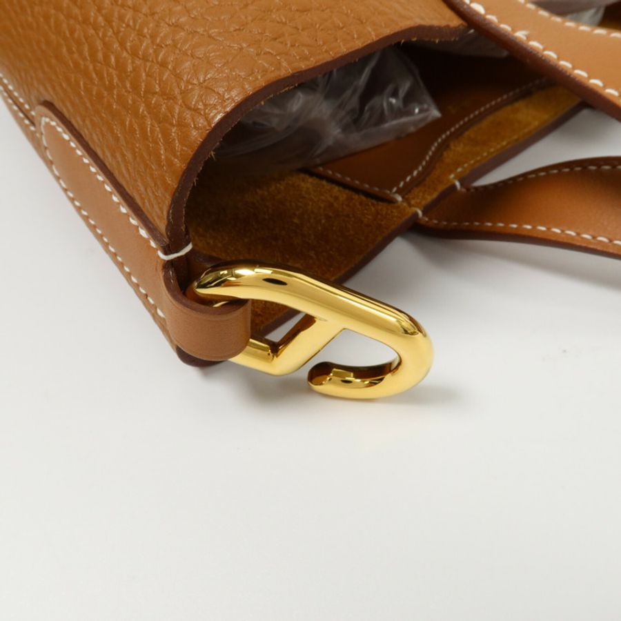 HERMES Clemence皮革In The Loop 18手挽袋Gold-7