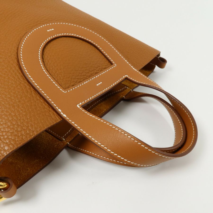 HERMES Clemence皮革In The Loop 18手挽袋Gold-8