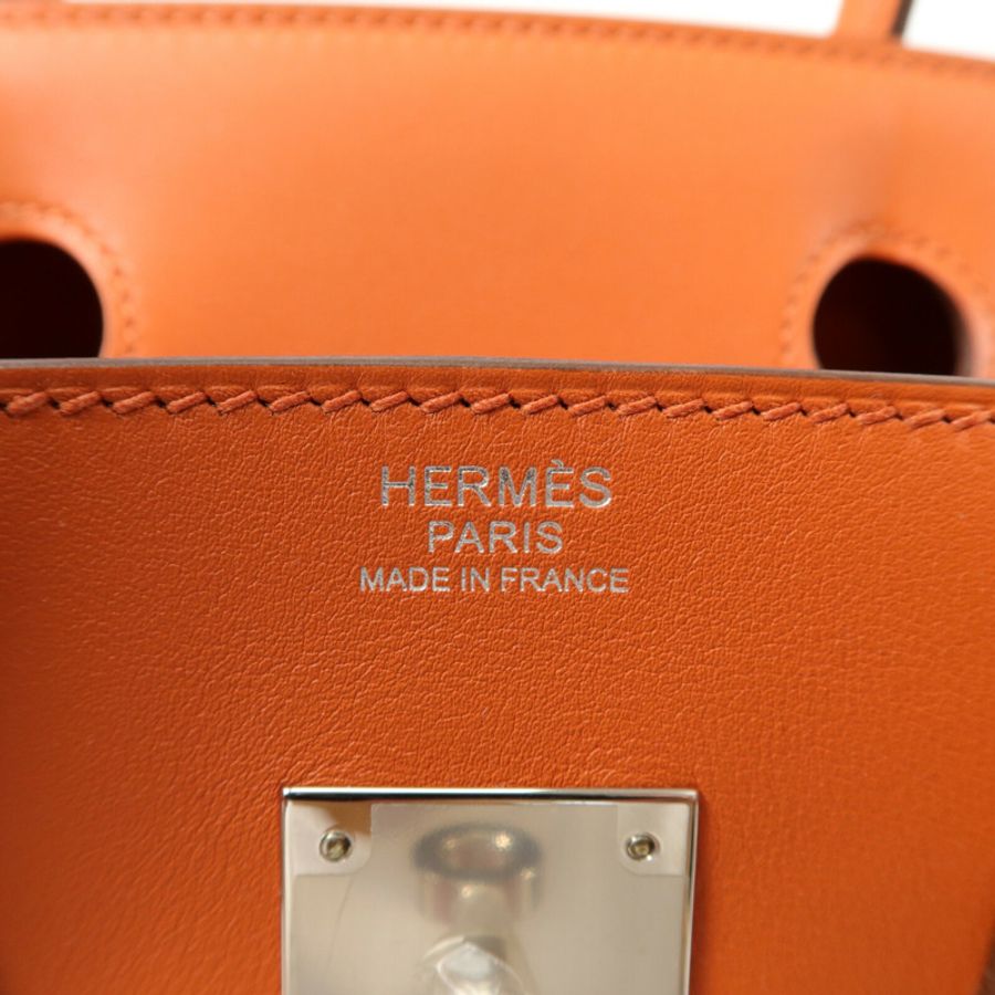 HERMES Toile Quadrille帆布Birkin 30手挽袋Terre Battue-5
