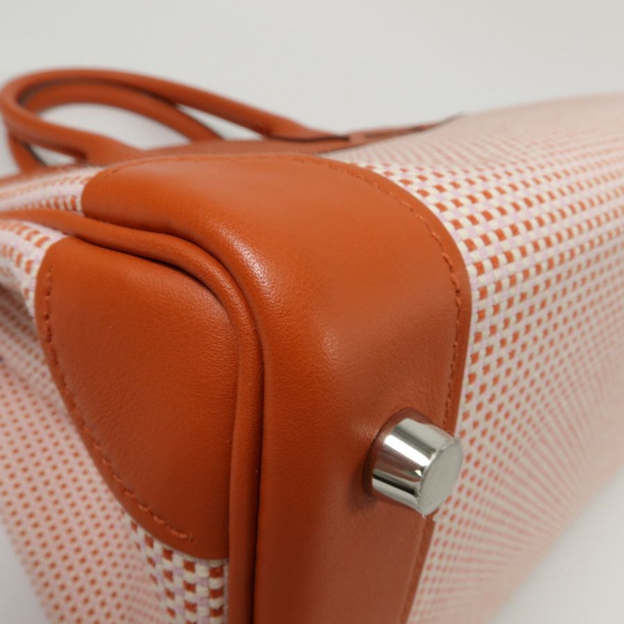 HERMES Toile Quadrille帆布Birkin 30手挽袋Terre Battue-12