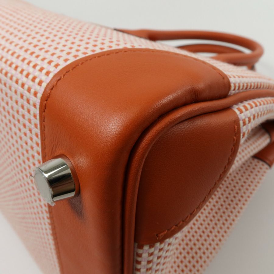 HERMES Toile Quadrille帆布Birkin 30手挽袋Terre Battue-13